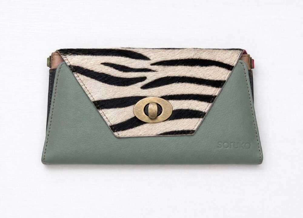 Soruka Genuine Leather Zebra Haircalf Clutch Wallet (y)